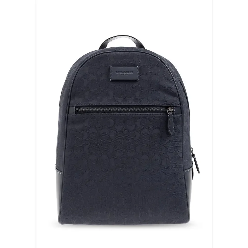 Coach Theo Backpack In Signature Jacquard Navy NWT Laptop Work College Book Bag